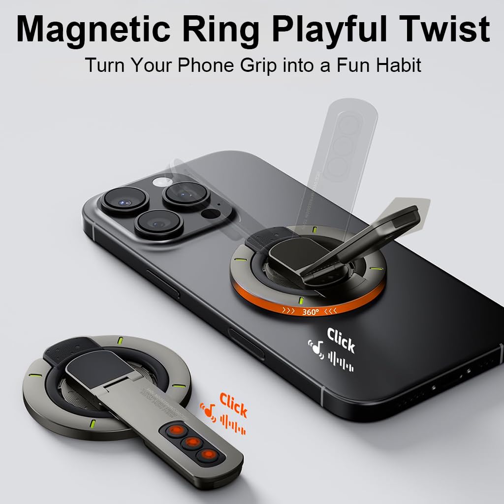 ZORBES MagSafe Phone Grip Stand with 360° Rotation and Double Magnetic Hold | Soft Silicone Fidget Ring