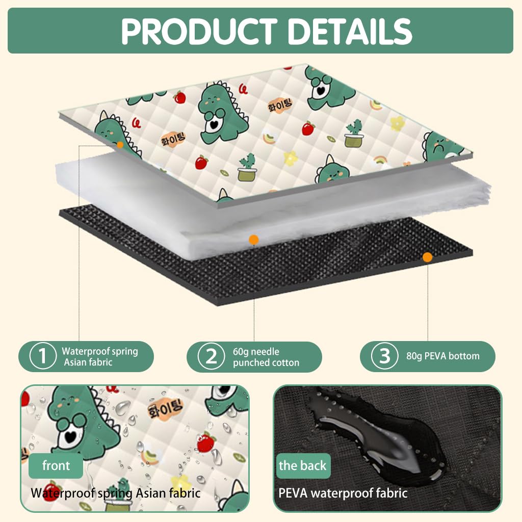 Proberos® Waterproof Picnic Mat, 200 x 200cm Family Size Cartoon Blanket Portable Picnic Mat Multi Layer, Thicken Oxford Cloth Park Mat for Travel, Camping, Hiking, Park Grass, Beach