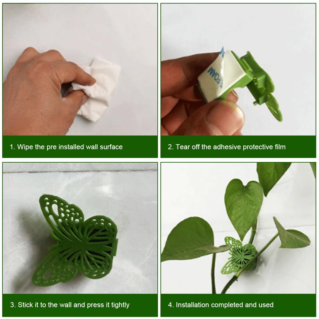 HASTHIP Plant Clips for Climbers with Snap-On Butterfly Design 20Pcs Reusable Support | Green Garden Use