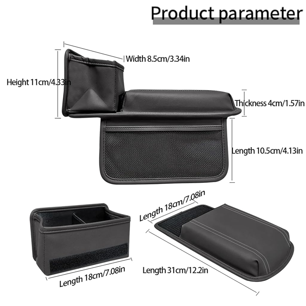 STHIRA® Car Armrest for Center Console Memory Foam Padded Car Armrest Multifunctional Car Armrest Organizer with Dual Cup Holder & Side Mesh Pockets Hook and Loop Closure Car Armrest