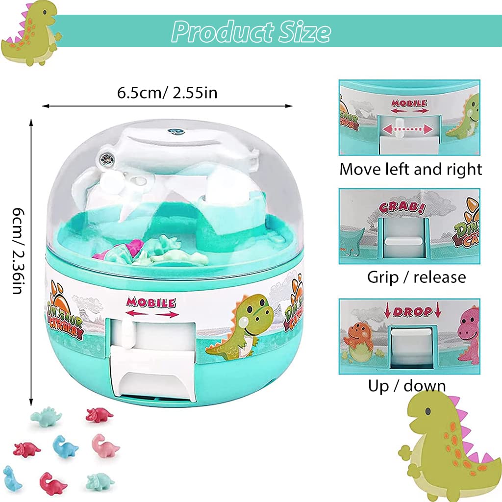 PATPAT Mini Claw Machine for Kids with 8 Dinosaur Prizes and 3 Lever Control | Green Toy Gift