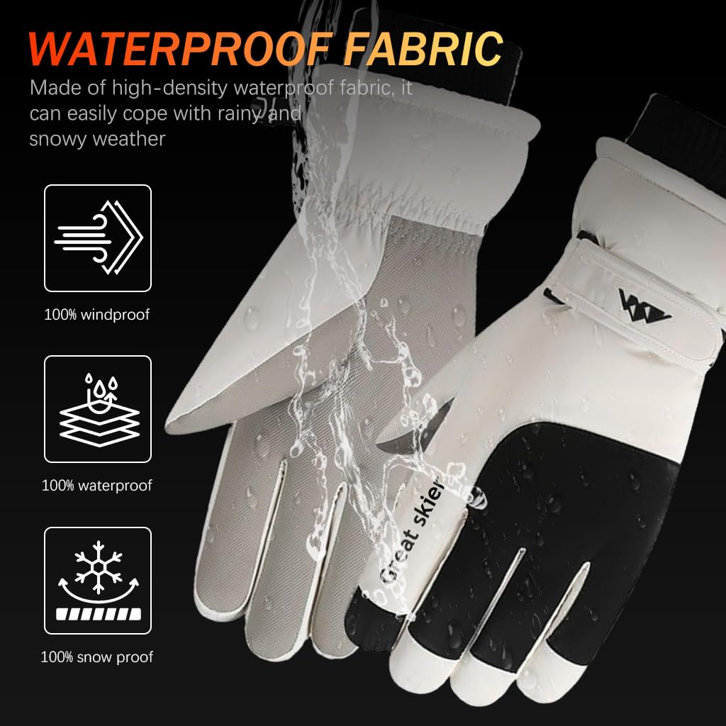 GUSTAVE® Winter Gloves for Men Women Warm Splashproof Windproof Riding Gloves Touch Screen Finger Anti-Slip Design, Ski Gloves, Bike Gloves