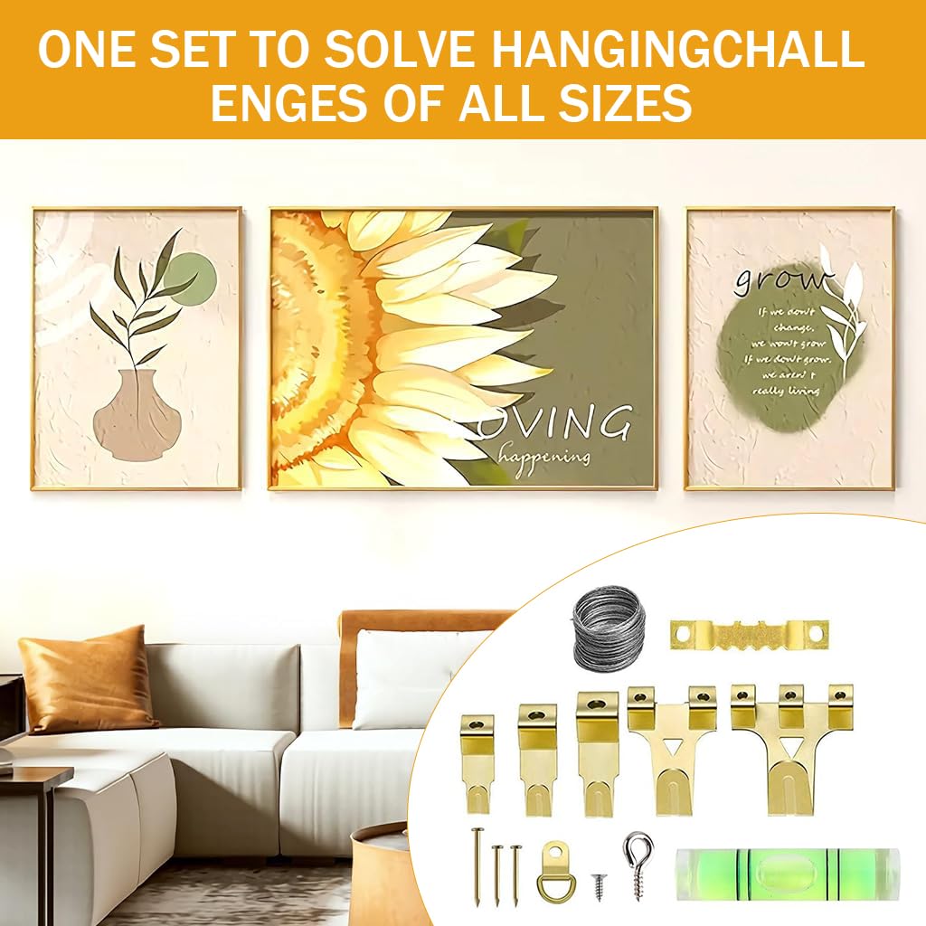 Serplex Picture Hanging Kit for Home Decor and DIY Use with 261 pcs Steel Hooks | Supports up to 75 lb