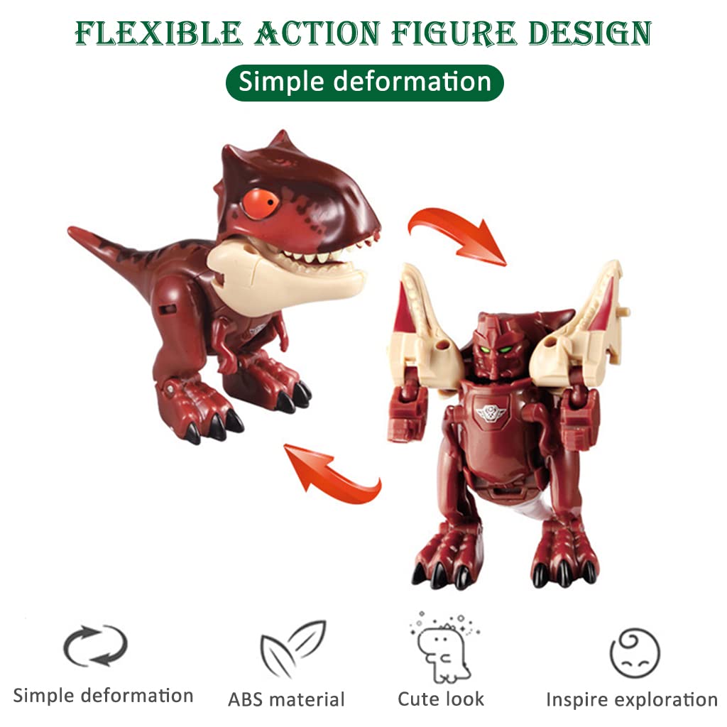 PATPAT Dinosaur Toys for Kids Transform Dinosaur Robot Toy Transforming Mini Dinosaur Figures Toy, 2 in 1 Cartoon Tyrannosaurus Transform Toy Birthday Xmas Gift for Kids Boys Girls 3 4 5 6 7 8 Years