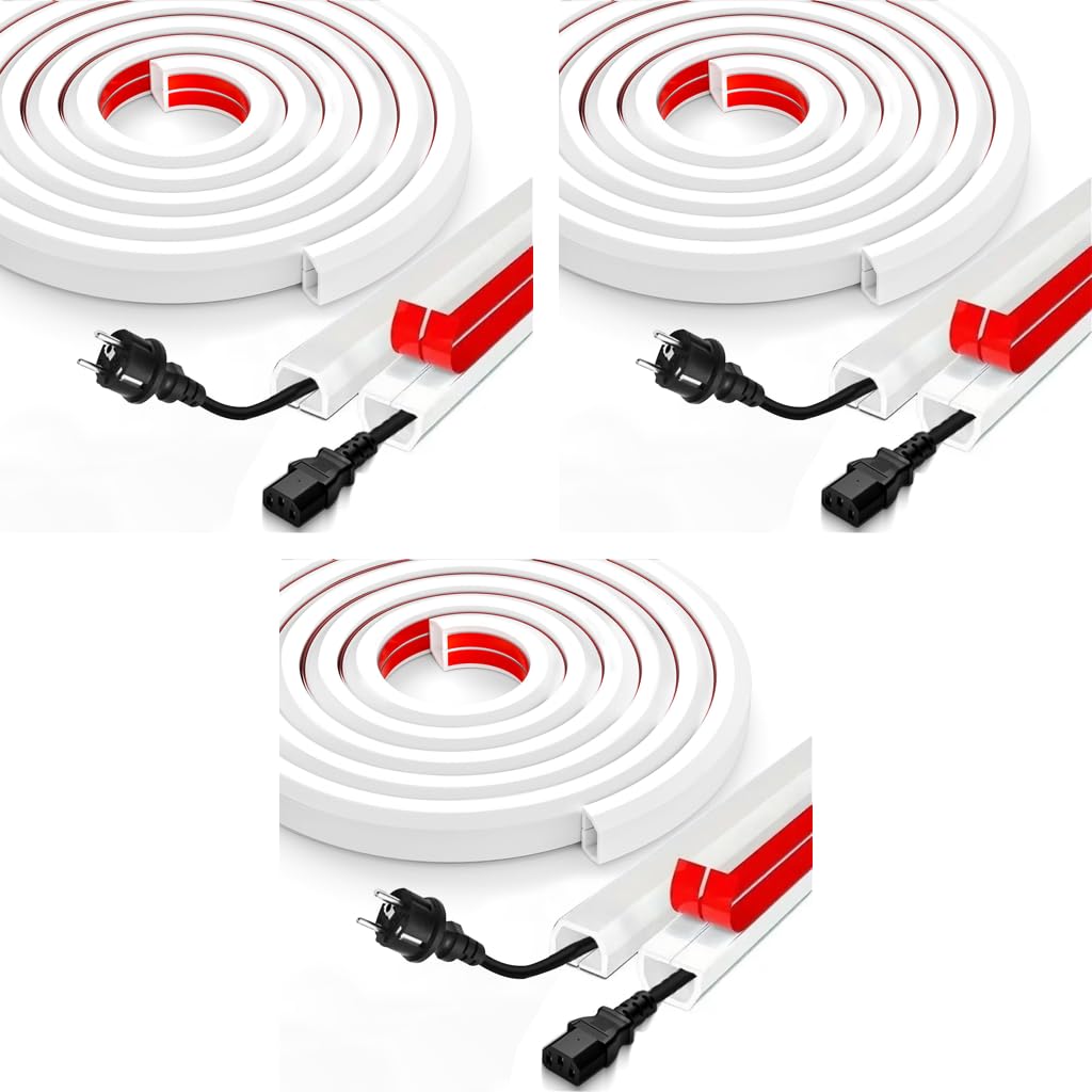 Serplex Floor Cable Hider for Home and Office with Bottom Opening Design 6.6ft 3PCS White