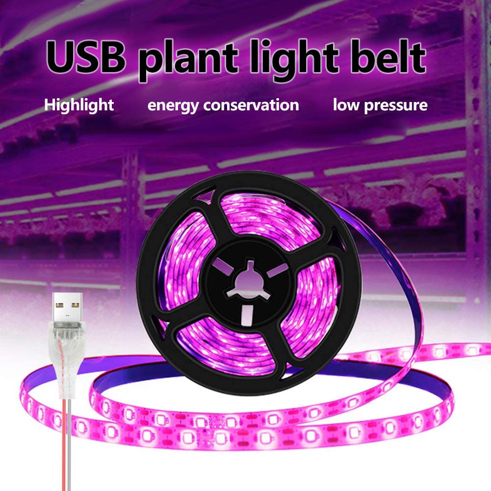 ELEPHANTBOAT  3Meters USB Charging LED Grow Light IP65 Waterproof Full Spectrum Light Strip Plant Light Grow Lights for Indoor Plants, Greenhouses, Aquariums, Hydroponic Plants