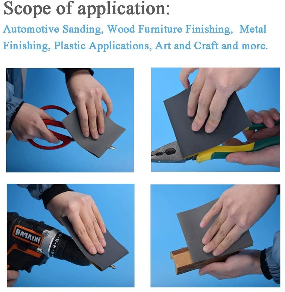 HASTHIP Sanding Paper Set for Wood and Automotive Polishing with 18 Sheets 9×3.6 in | Waterproof Silicon Carbide Abrasive