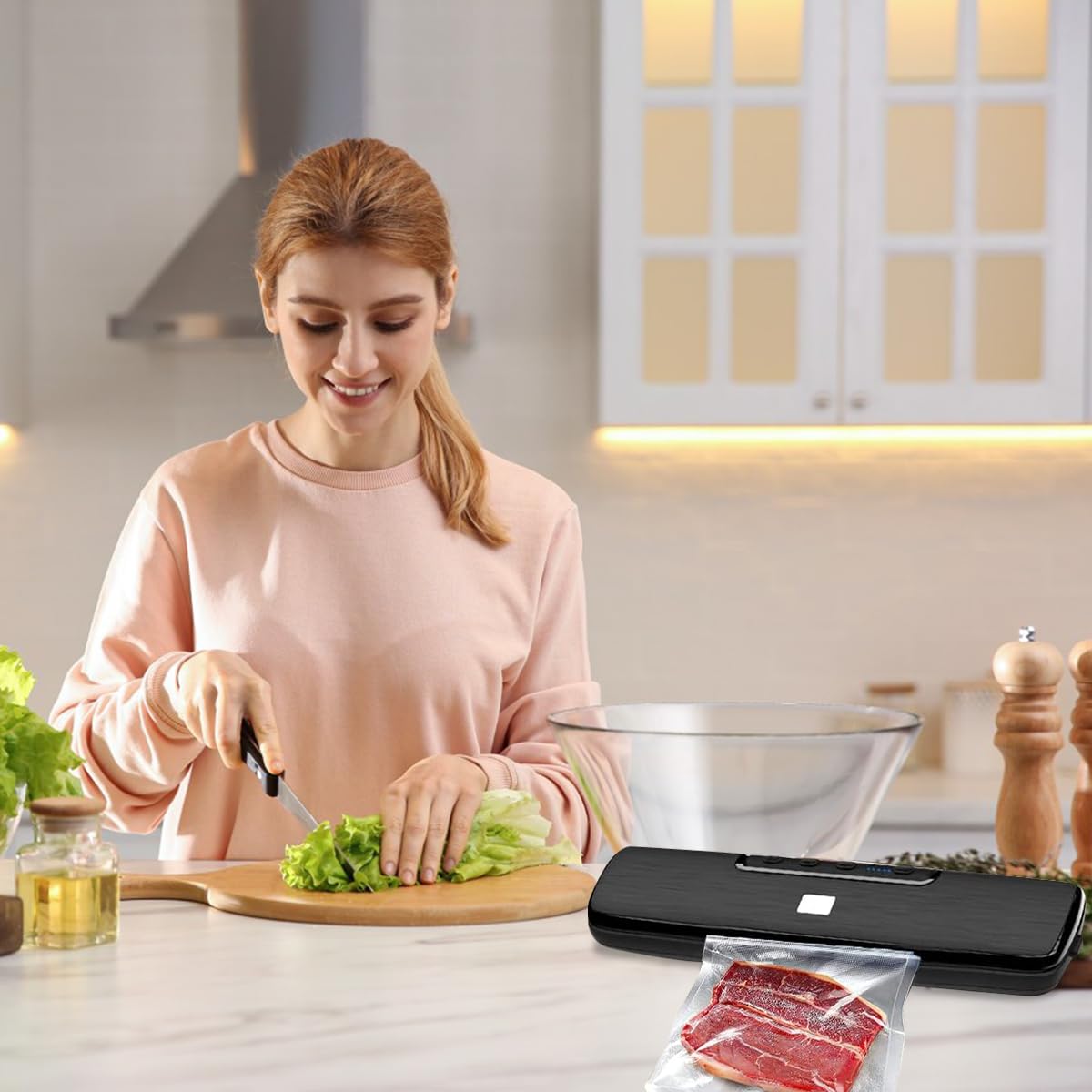 Supvox Vacuum Sealer for Dry and Moist Food with 135W Motor and 32cm Heating Strip | Includes 10 BPA-Free Bags