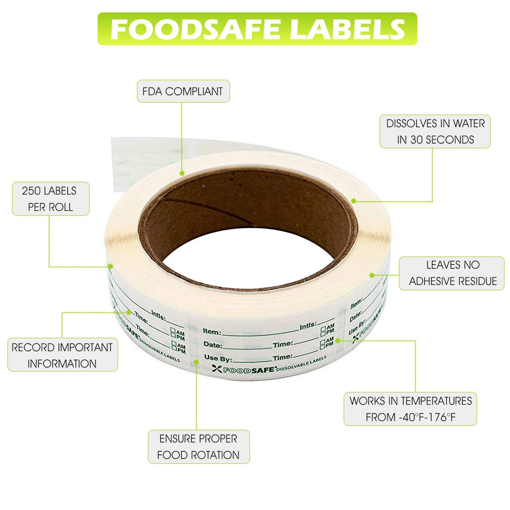 ELEPHANTBOAT® 250 pcs Food Storage Restaurant Label Sticker,Catering Food Label for Food Storage Management,Food Container,Jar,Dissolvable,Catering Industry