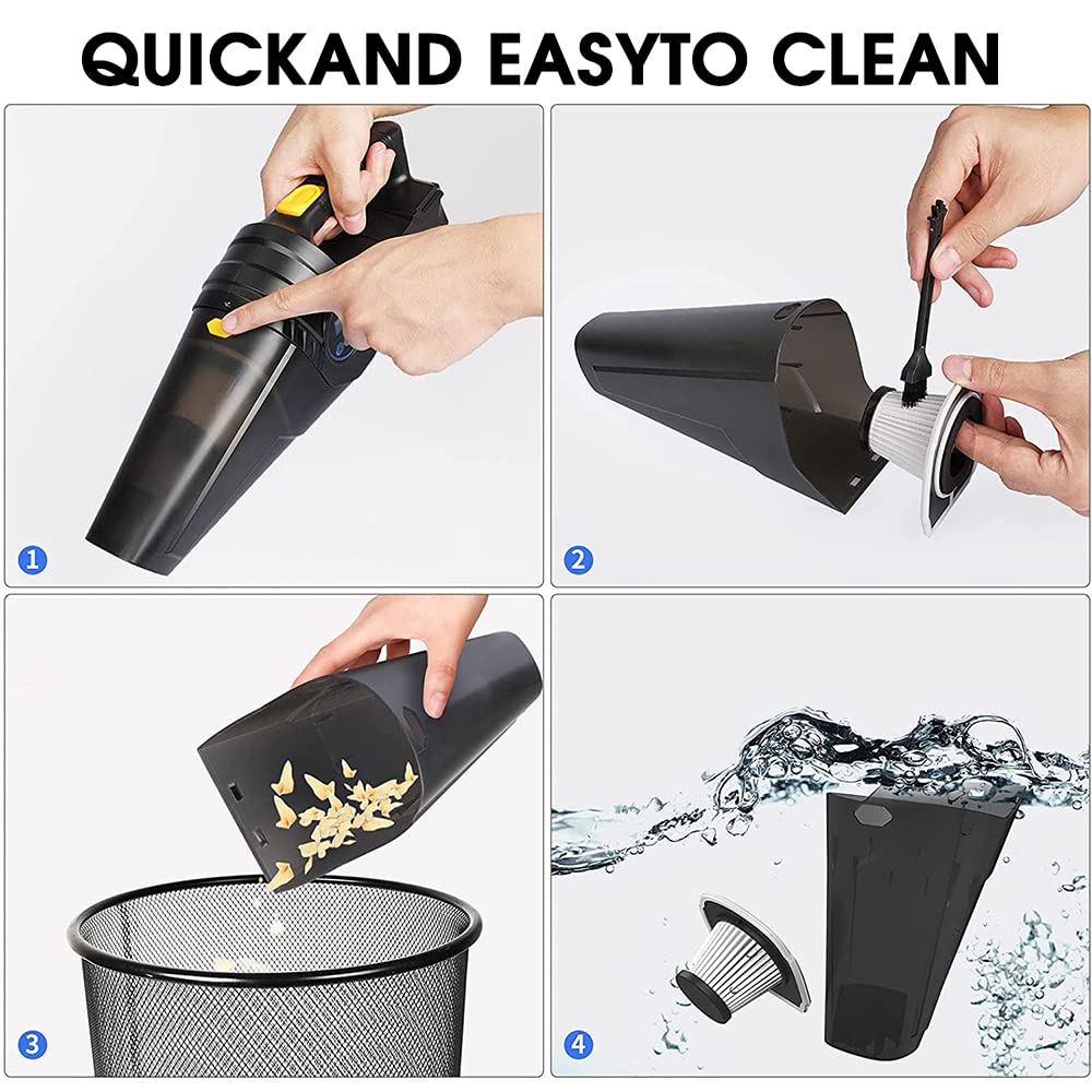 ZORBES Car Vacuum Cleaner for Car and Home with 6000PA Suction and Built‑in Air Compressor | LED Light and Washable HEPA Filter