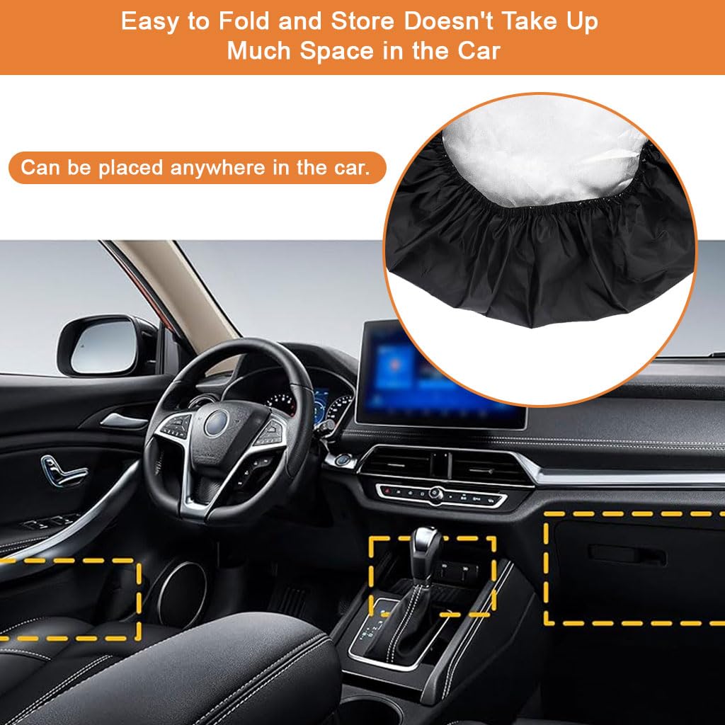 STHIRA Car Steering Wheel Sun Cover for UV Protection with Elastic Edge 42cm Oxford Cloth | Heat Resistant and Dustproof