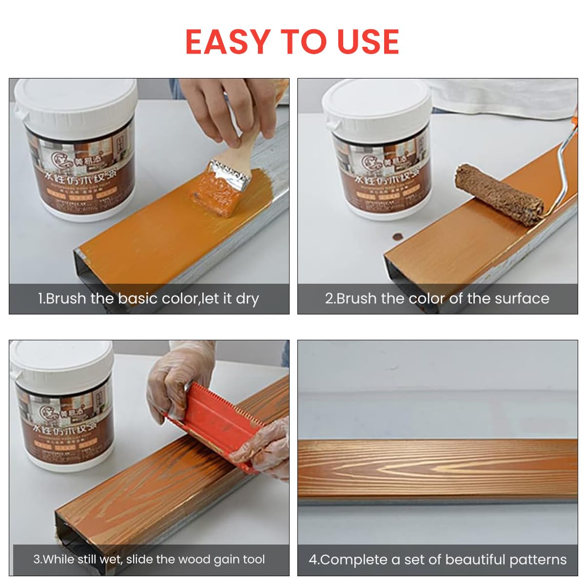 Serplex Wood Graining Tool Set for DIY Painting with Spiral and Cross Grain Rollers | 6 Pcs