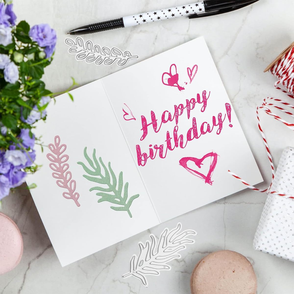 HASTHIP Leaf Metal Die Cuts for Scrapbooking and Card Making featuring 8pcs Stencil Set | Reusable Metal Templates for DIY Crafts