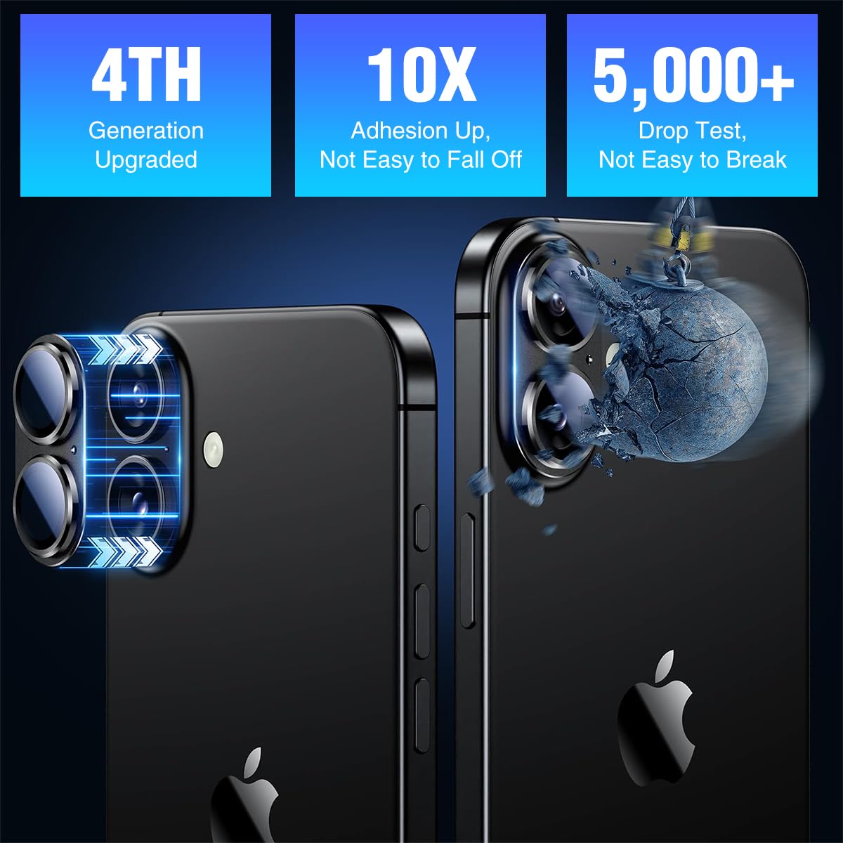 ZORBES Camera Lens Protector for iPhone 16 Plus with Full Coverage Aluminum Alloy | Scratch-Proof HD Clarity and Easy Removal