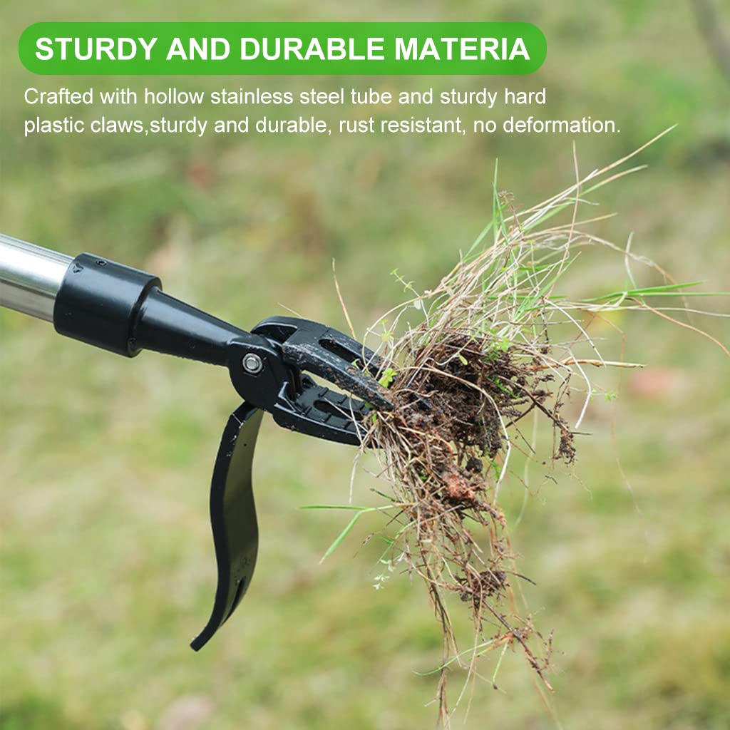 HASTHIP Manual Weeder for Lawn and Gardening with 3.3ft Handle featuring 4 Claws Stainless Steel Tool