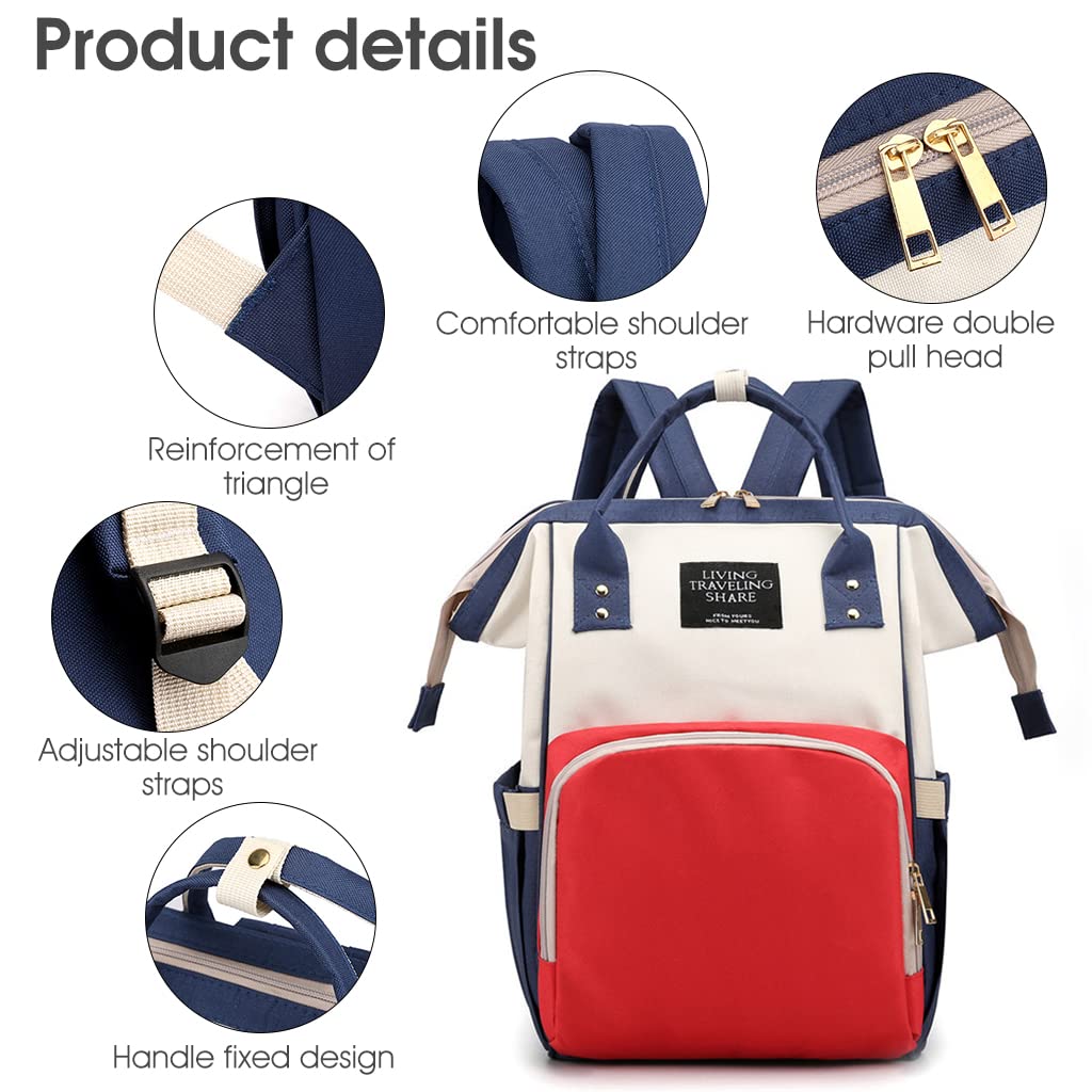 ZIBUYU Diaper Bag Backpack Mommy Large Capacity Diaper Bag with Thermal Insulation Design for Travel, Waterproof Printed Maternity Backpack Diaper Bag