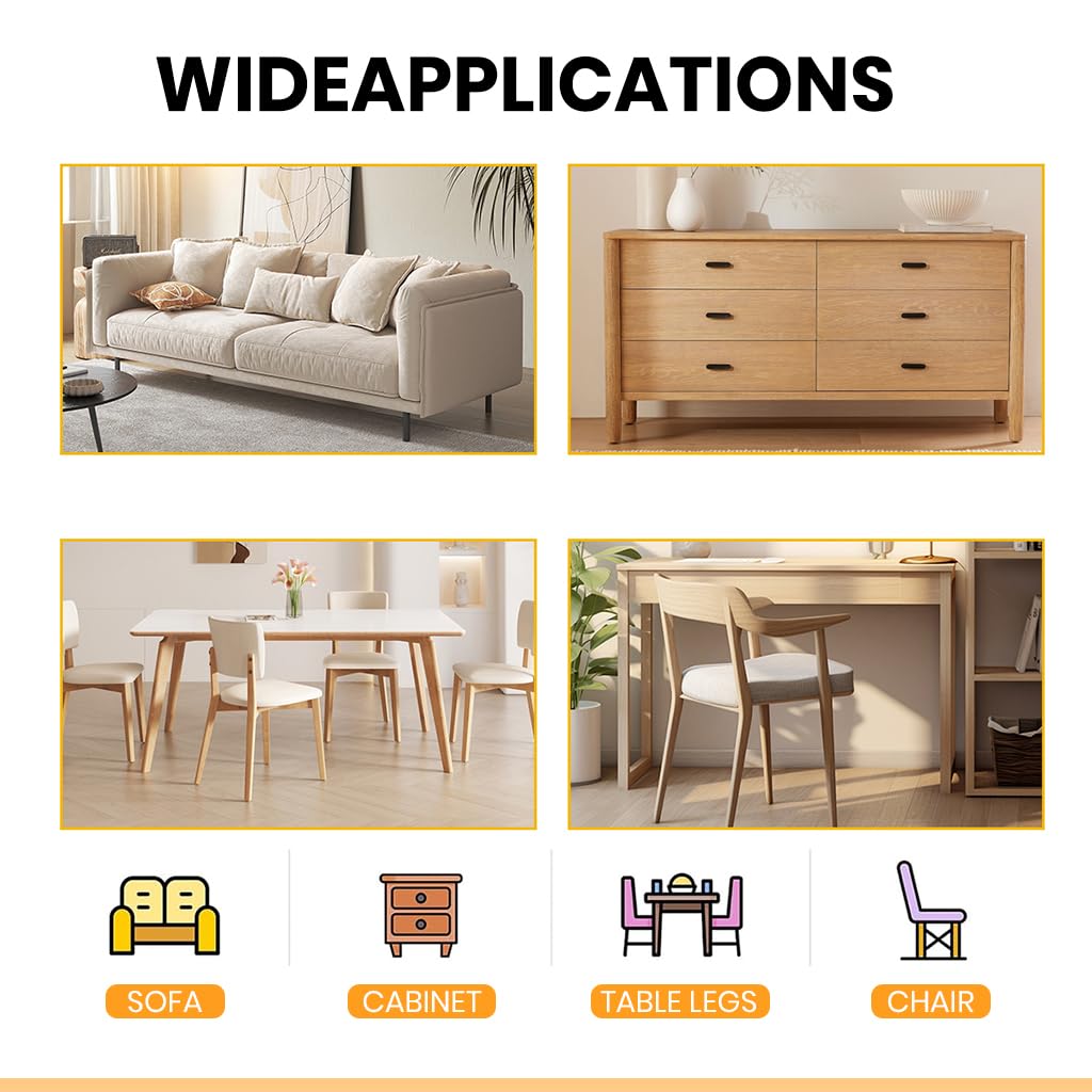 Serplex Table Feet Pads for Wooden Furniture Legs with Screw-in Design and 3cm PVC Pads | 32pcs Anti-Slip Floor Protectors
