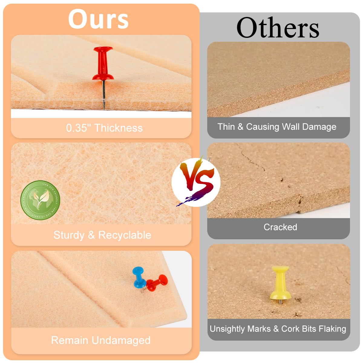 Climberty Felt Bulletin Board for Wall with Self Adhesive Panels 12 Pcs 11.8x11.8 in | Peach Pink Home and Office Organizer