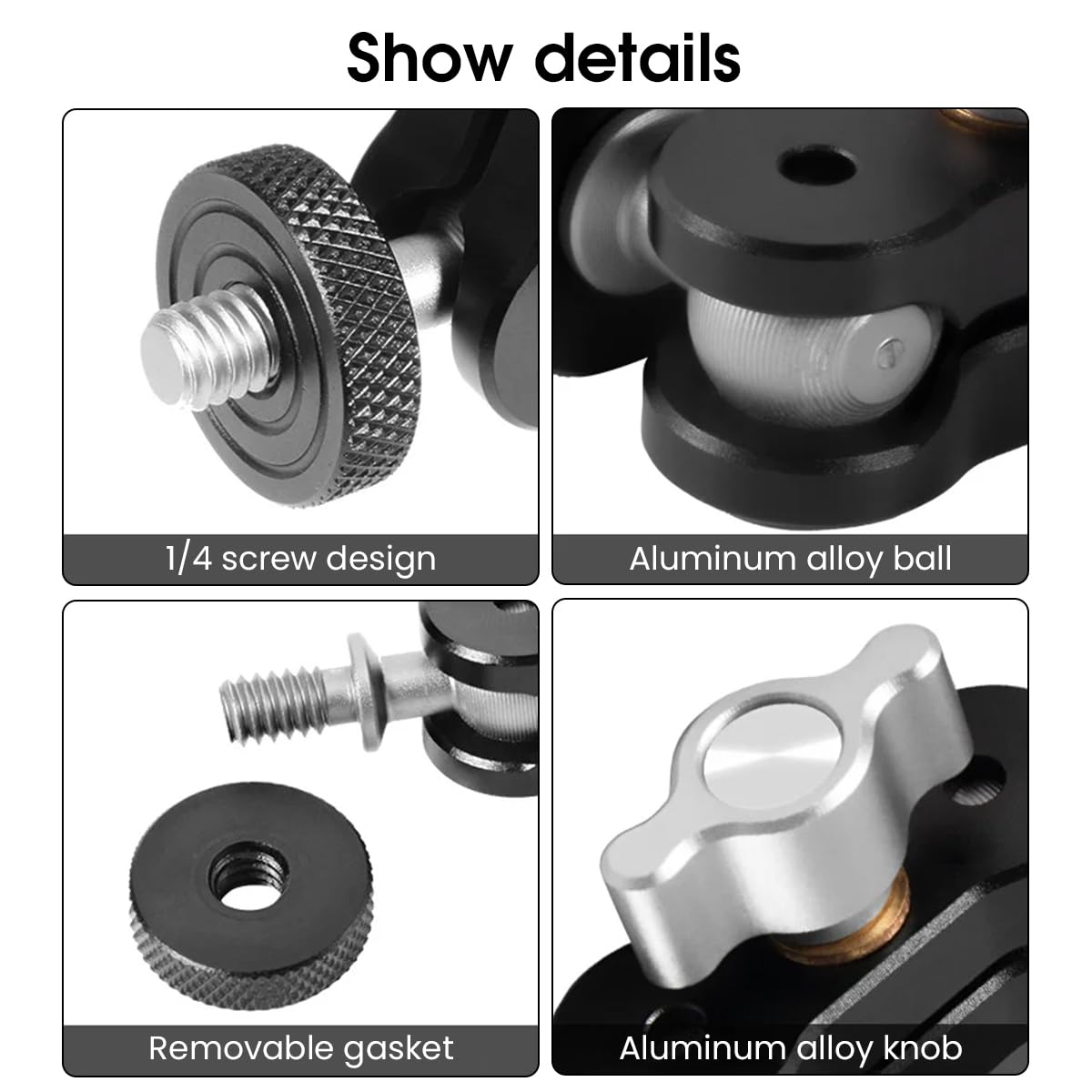 ZORBES Filming Extension Arm for Tripod and Phone Holder with 1/4 inch Screw | 360° Rotatable Aluminum Alloy Magic Arm