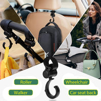 SNOWIE SOFT® 2Pcs Hanging Hook for Stroller Hanging Hook 360° Rotatable Pram Clip with Adjustable Closure Design Versatile Hanging Hookfor Stroller, Bike, Pram, Pushchair, Electric Bicycle