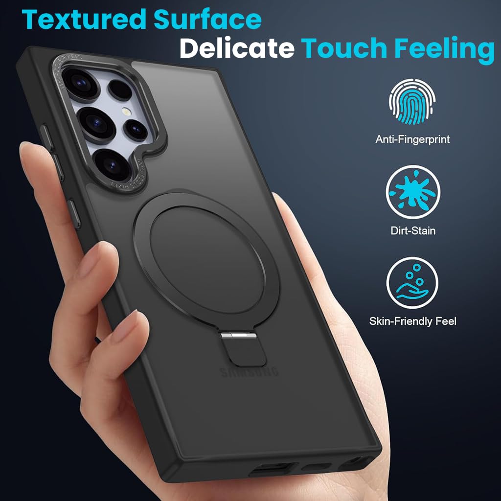 ZORBES Phone Case for Samsung Galaxy S25 Ultra with TPU Bumper and Folding Magnetic Ring | Matte Finish Supports Wireless Charging