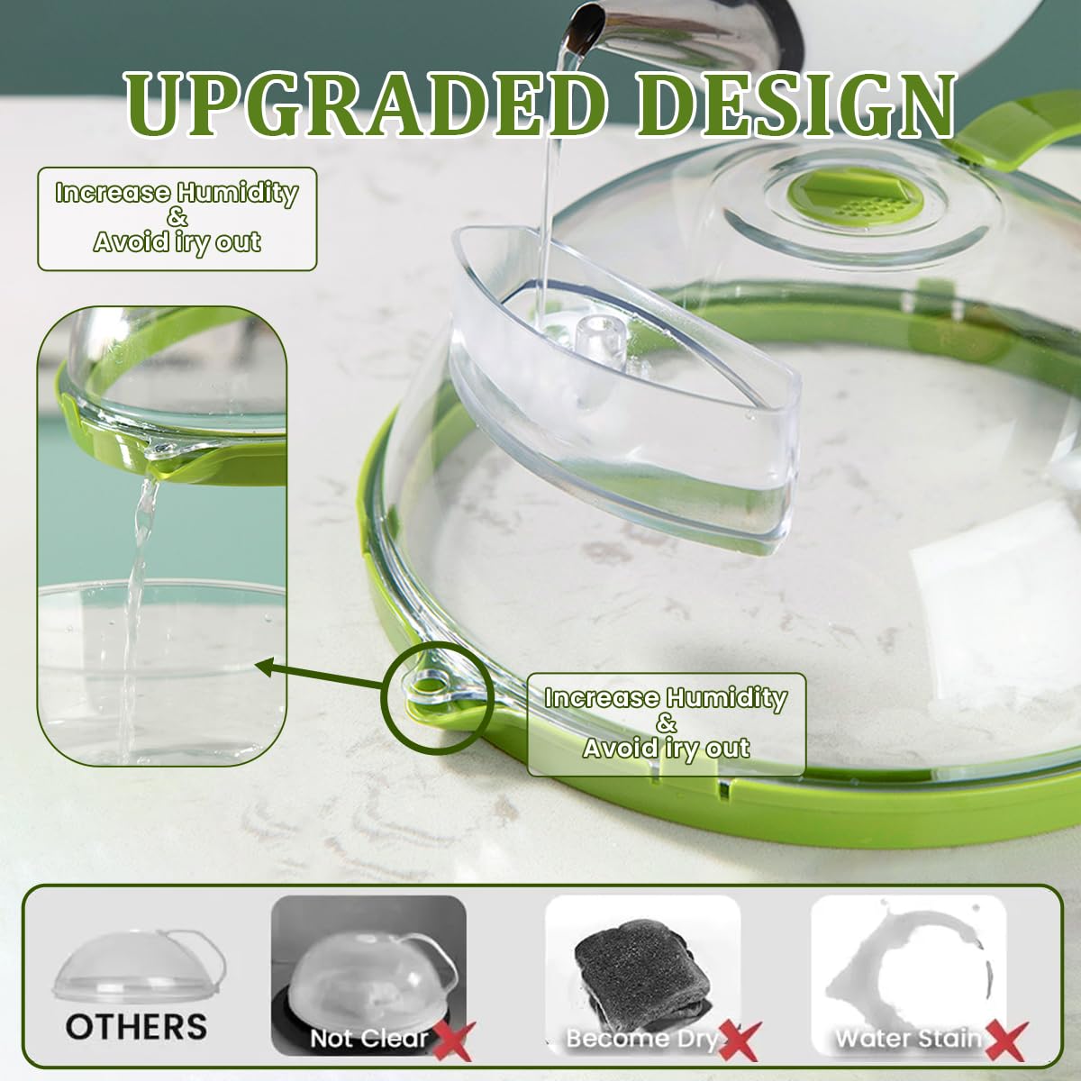 Supvox Microwave Cover for Food 10 in Plates with Handle and Water Storage Box | Green 2 pcs