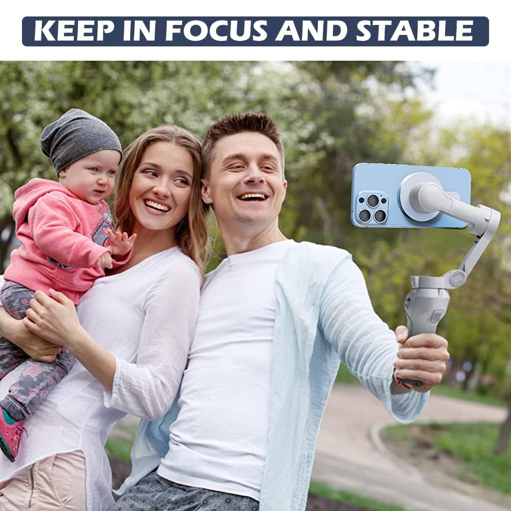 DJI Magnetic Ring Clamp Holder for OM and Osmo Gimbals featuring Strong Metal Magnet | Quick Phone Mount for iPhone and Android