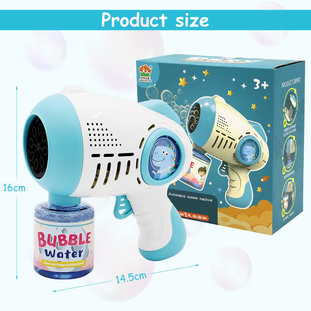 PATPAT Bubble Gun for Kids with 8-Nozzle LED Bubble Maker and 1 Bottle Refill Solution | Blue