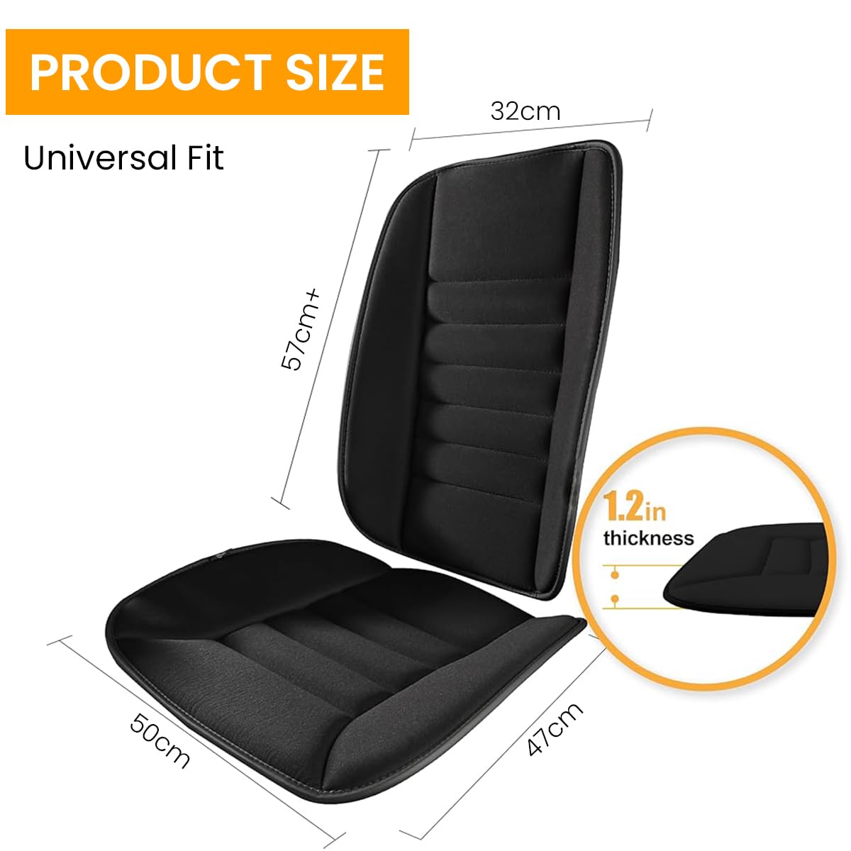 STHIRA Car Seat Cushion for Driver Comfort with 3D Ergonomic Contour and Anti Slip Backing | Black Memory Foam Pad