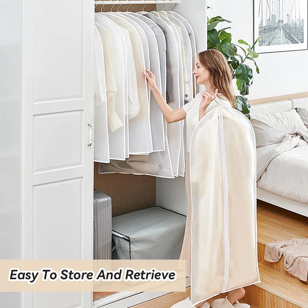 HASTHIP Garment Bags for Closet Storage with Full Zipper & Hanger Hole | 5 Pack 55 in Clear PEVA Clothes Covers