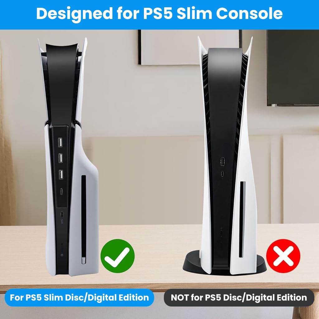 ZORBES USB Hub for PS5 Slim and PS5 Pro with 4 Ports and Stable Type C Connection | Black