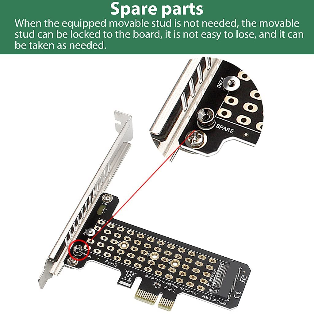 Verilux® NVMe Adapter, M.2 PCIE 4.0 x1 Adapter, M.2 NVME to PCIE 4.0 Adapter Card for M.2 (M Key) 2230, 2242, 2260, 2280 Size M.2 NVME SSD, Support PCIe x1 x4 x8 x16 Slot, Adapter Graphic Card