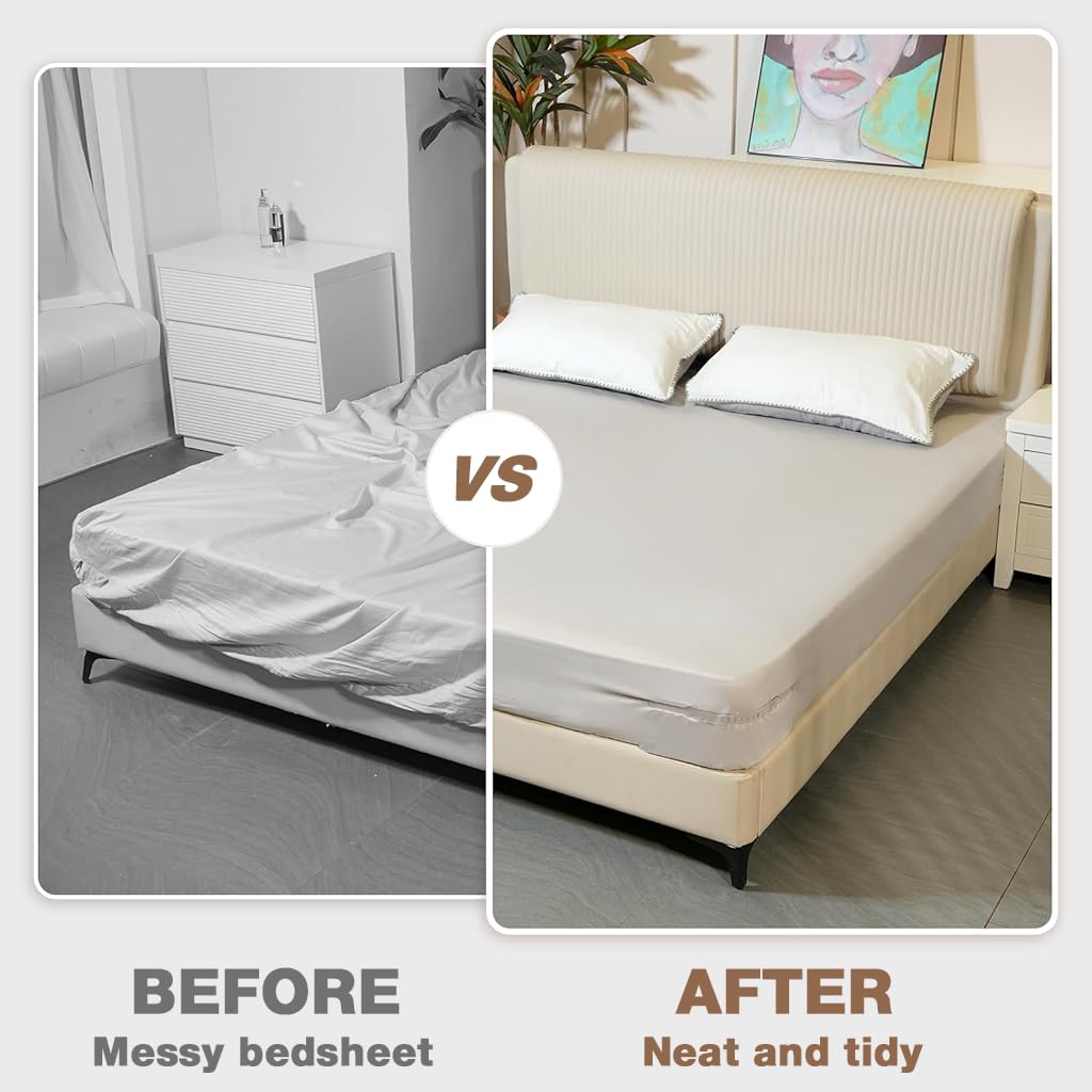 HASTHIP Fitted Sheet Fasteners Set for Mattress Corners with Curved Strip Clamp | Pack of 4