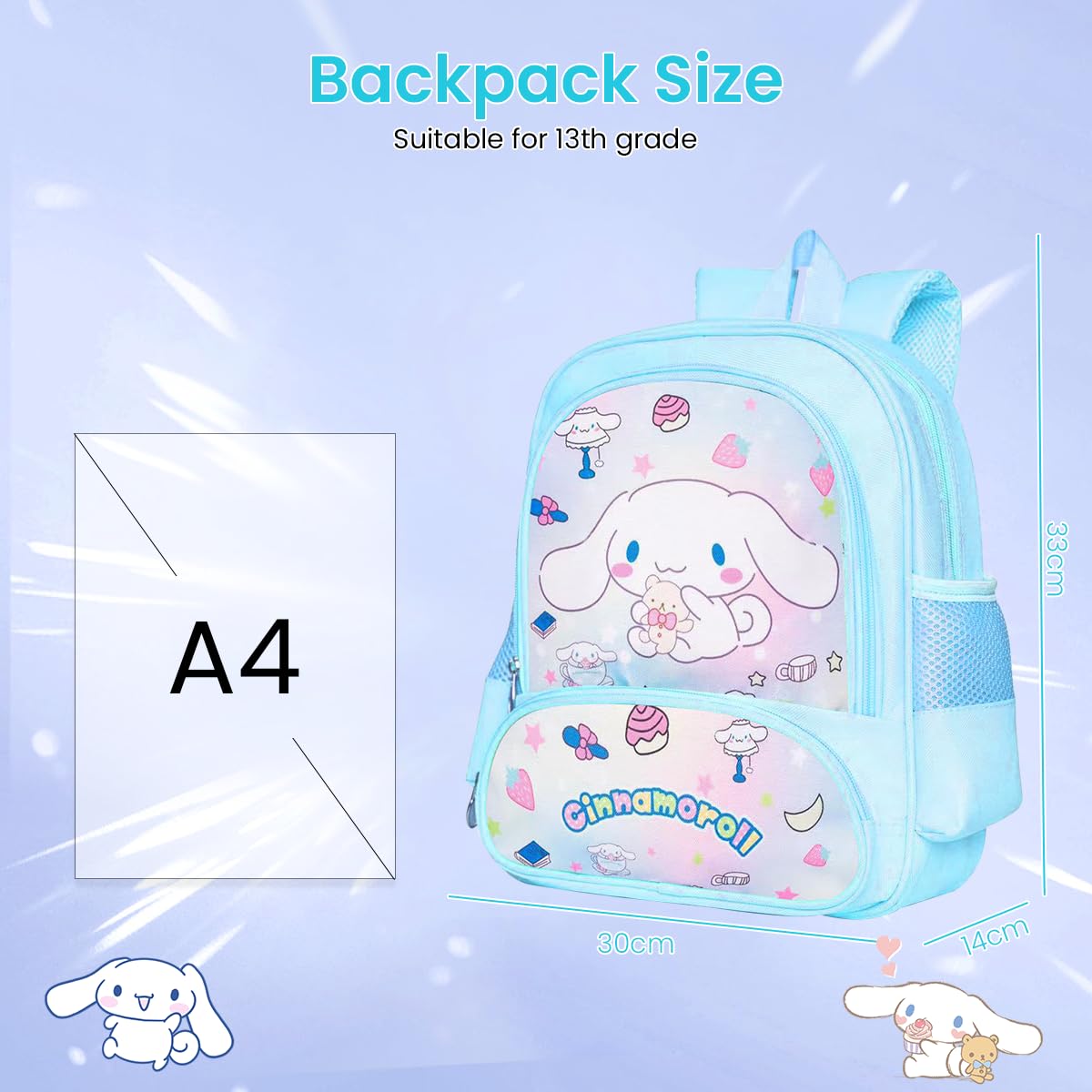 Fancy School Bag for Girls featuring 30×14×33cm multi compartment design with PU leather for kids