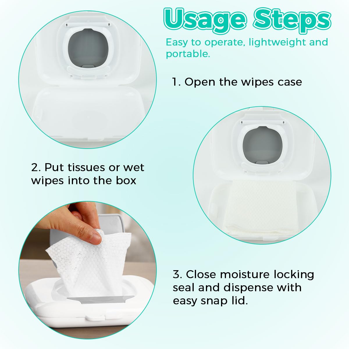 SNOWIE SOFT Travel Wipe Holder for Baby and Outdoor Use with Secure Lid and Lanyard | 16.5x13x3cm Refillable PP Box in Grey
