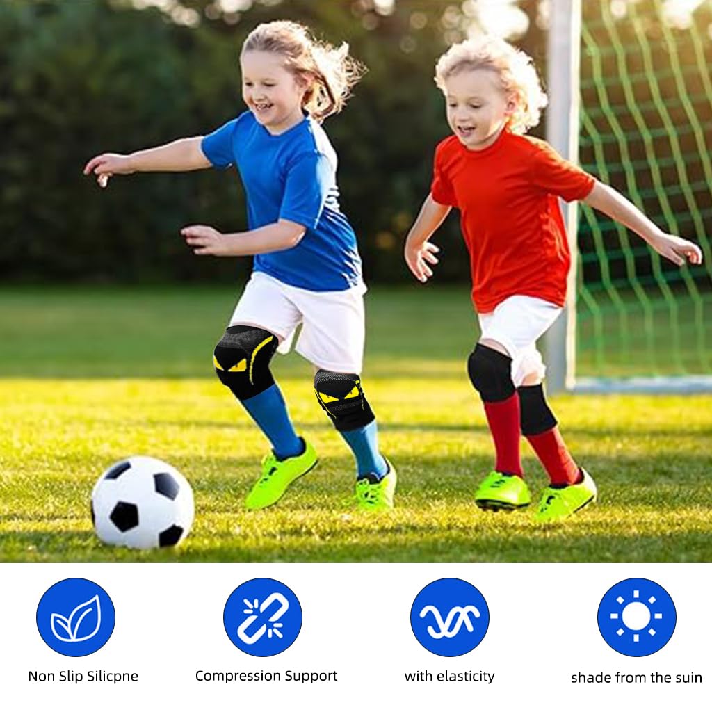 PROBEROS Sport Compression Knee Sleeves for Kids with 15–25 mmHg Support | Nylon Knitted 2 Pcs