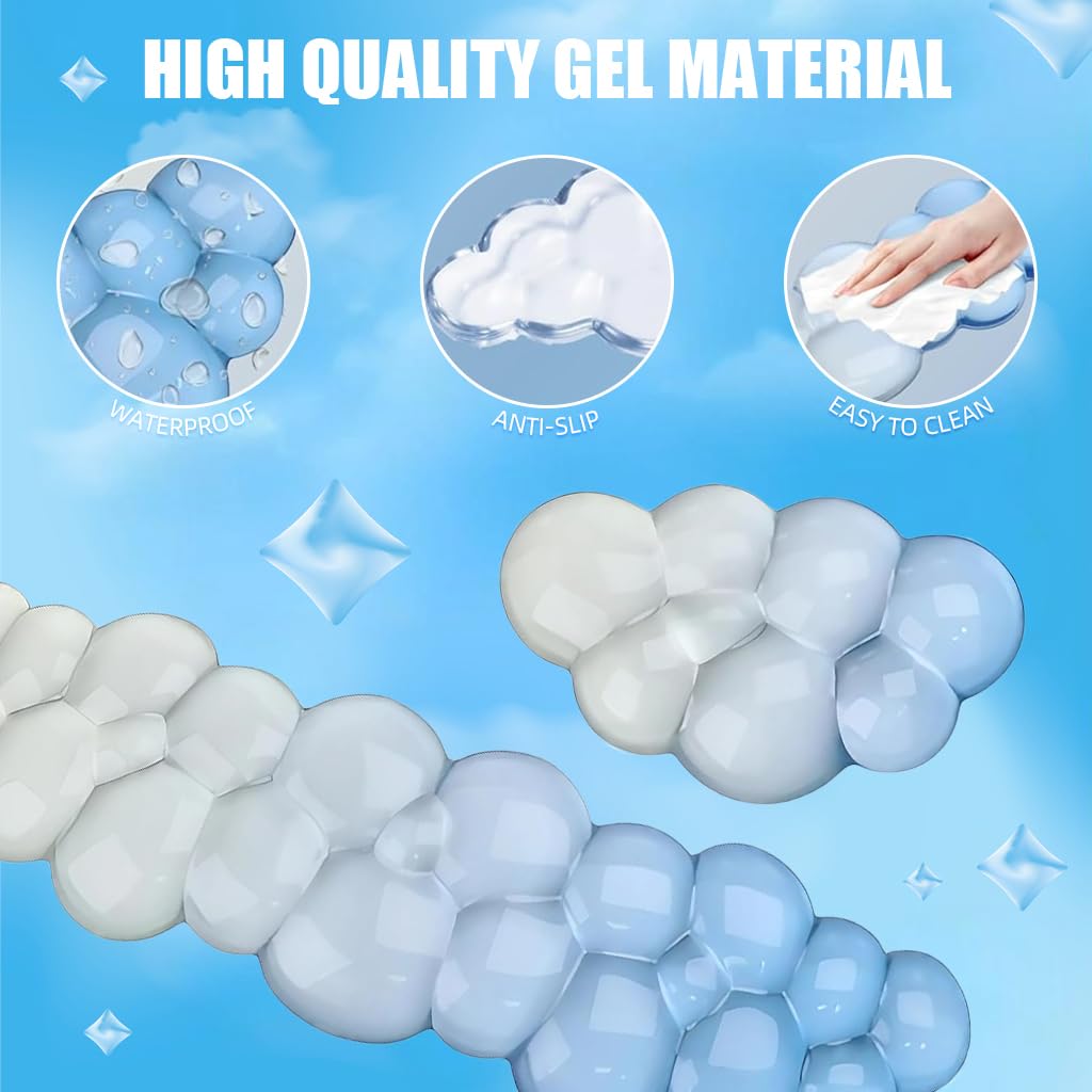 ZORBES Gel Cloud Keyboard and Mouse Wrist Rest Set with 3D Honeycomb Design | Blue Gradient