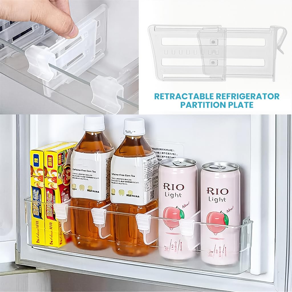 ZIBUYU Refrigerator Door Organizer for Kitchen Storage with Adjustable Dividers 8 Pack