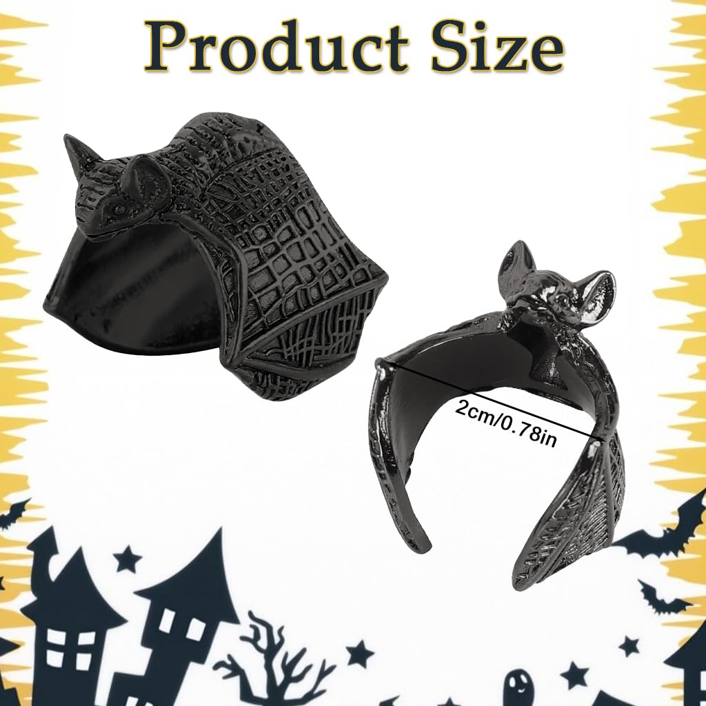 Zibuyu Vintage Gothic Bat Ring for Everyday Wear and Special Occasions | Black Jewelry for Women and Men