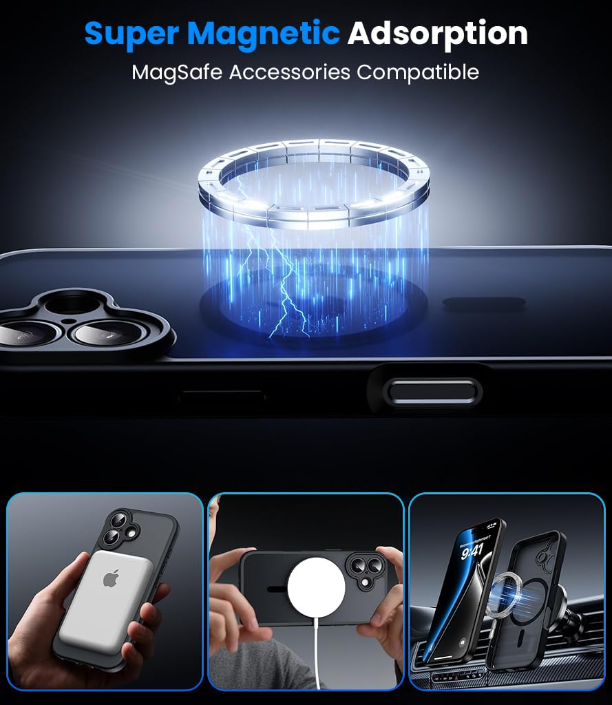 ZORBES iPhone 17 Magnetic TPU Phone Case with Camera Lens Protection | Slim Anti‑Scratch Cover