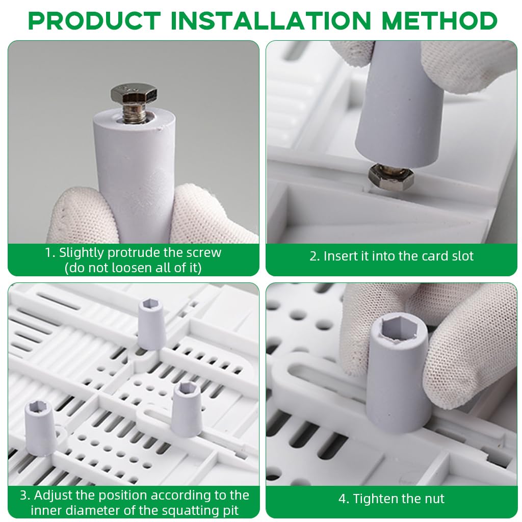 HASTHIP Squat Toilet Cover with Removable Drain Lid featuring Lifting Handle 30x50cm White