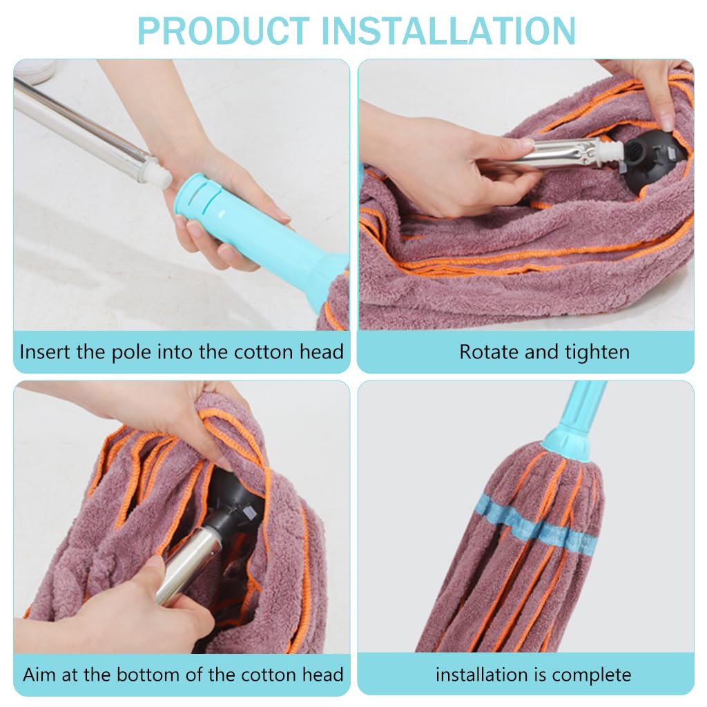 HASTHIP Cloth Floor Mop for Wet and Dry Cleaning with 32.6–50.3 in Retractable Handle | Adjustable Angle Coral Velvet Head