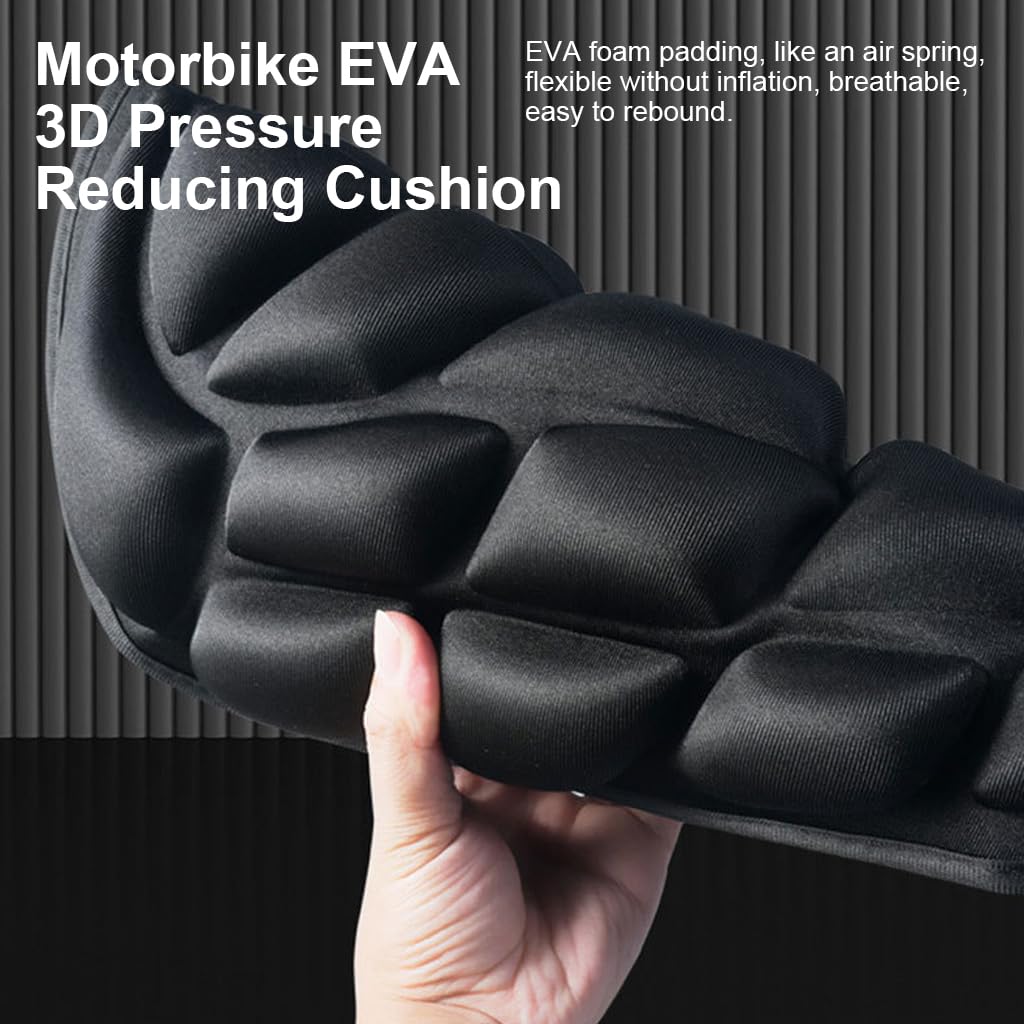 STHIRA Motorcycle Seat Cushion for Long Rides with 36x37.5cm Gel Pad and Anti Slip Strap