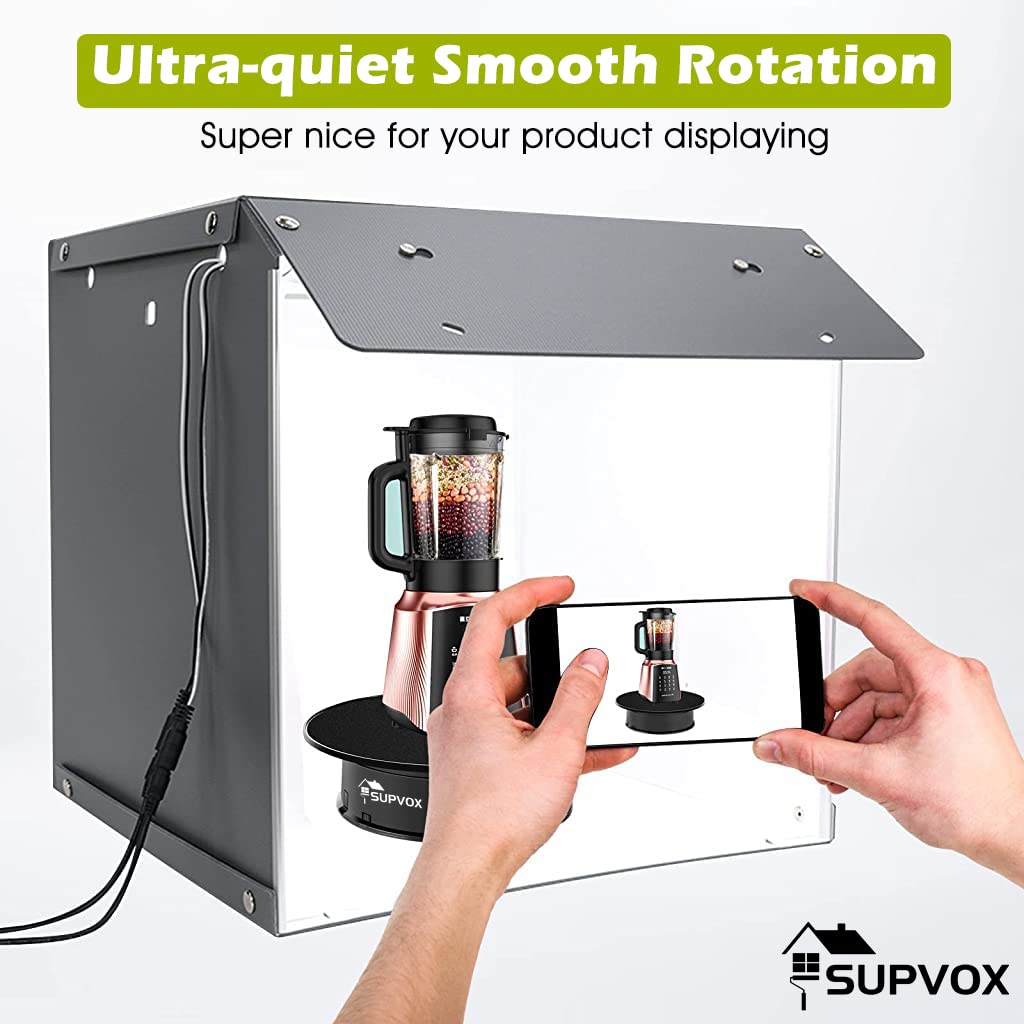 Supvox 1Pcs Electric Rotating Display Stand, USB Charge 360 Degree Rotating Turntable, 20CM /Load 8KG, Multi-Functional Rotary Table for Photography Products Shows, Jewelry, Cake (Without Battery)