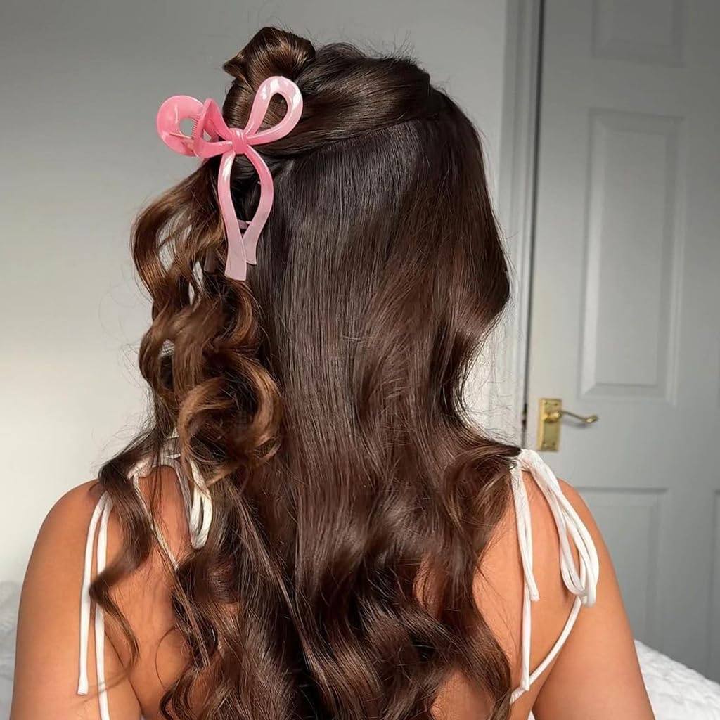 Venzina Bow Hair Claw Clips for Women with Strong Spring Hold | 3 Pcs Multicolor Set