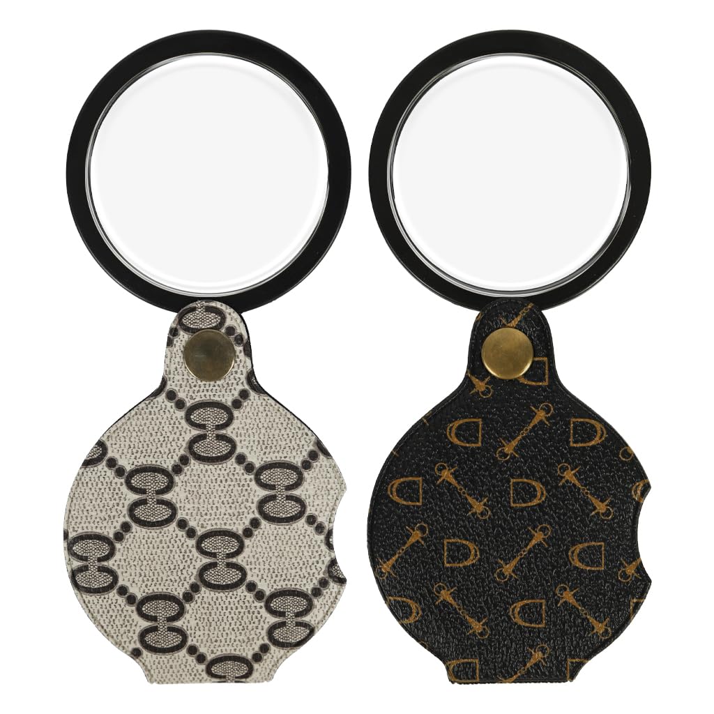 OFIFO Magnifying Glass for Reading with 10X and 15X Dual Lens Featuring Folding PU Cover | Pocket Handheld Magnifier