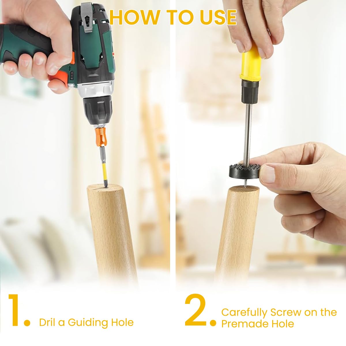 Serplex Furniture Leg Pads for Table and Chair with Screw On Anti Slip Design | 0.7 in Round Rubber Pack of 32