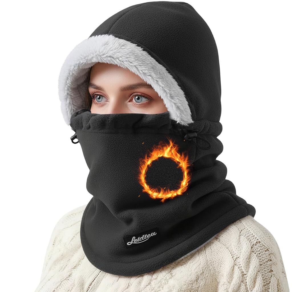 SANNIDHI Winter Balaclava for Riding and Skiing featuring Drawstring Face Cover | Warm Fleece Neck Gaiter for Men and Women