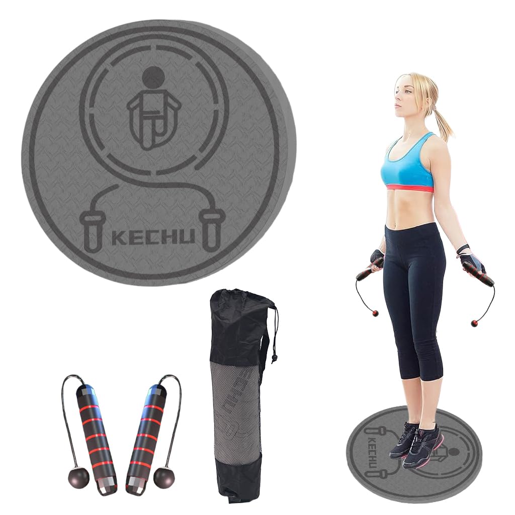 Proberos Jump Rope Mat for Indoor Workouts with 6mm Cushioning and Non Slip TPE | Includes Cordless Jump Rope Kit