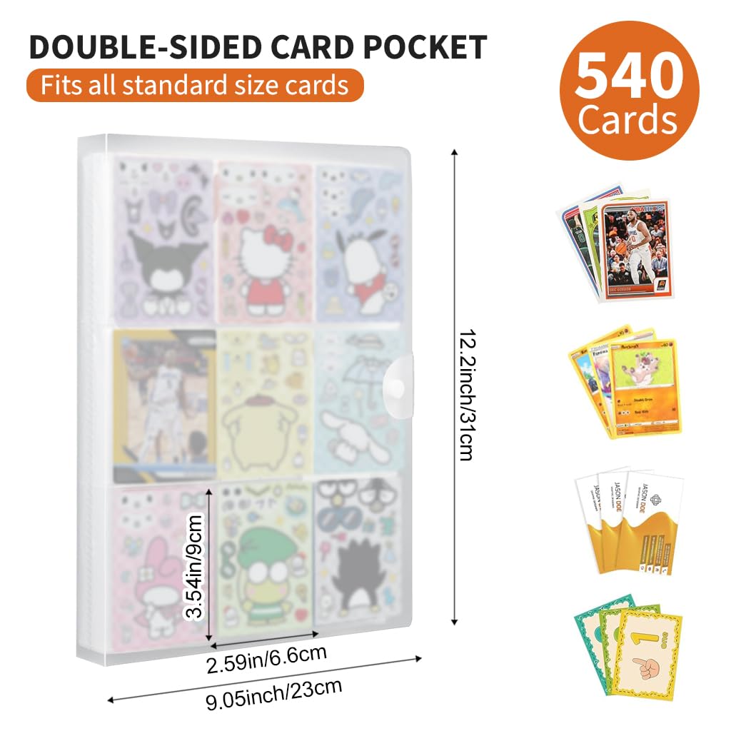 PATPAT Trading Card Holder with 540 Pockets and Snap Button Closure | Double Sided PP Organizer